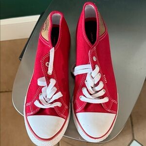 Levis Red Canvas Sneakers with White Details